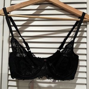 Savage X Fenty Floral Lace Unlined Bra (34DD; Caviar)